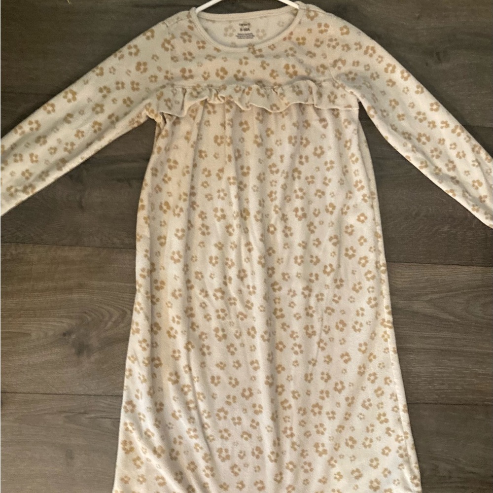 Carter's Cream and Gold Floral Kids Nightgown